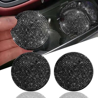 OEM Dessous De Verre Bling-bling Pour Porte-gobelet (lot De 2), Universels, Antidérapants, En Silicone, Avec Strass En Cristal, Accessoires Intérieurs De Voiture, Noirs - Publicité OEM Dessous De Verre Bling-bling Pour Porte-gobelet (lot De 2), Universels, Antidérapants, En Silicone, Avec Strass En Cristal, Accessoires Intérieurs De Voiture, Noirs - Publicité