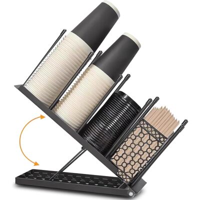 GRASSLIN 1 - Organiseur De Café - Porte-gobelets - 4 Compartiments Verticaux Pour Pailles Et Couvercles - Cuisine Et Bar - Noir - 30x20x45cm - Publicité GRASSLIN 1 - Organiseur De Café - Porte-gobelets - 4 Compartiments Verticaux Pour Pailles Et Couvercles - Cuisine Et Bar - Noir - 30x20x45cm - Publicité
