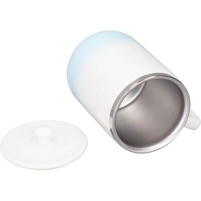 MCKENSA Mug À Café Auto-mélangeur 360 Ml En Céramique Rechargeable, Idéal Pour Chocolat Chaud Et Lait, Avec Glaçure Dégradée Bleu Et Blanc. Publicité MCKENSA Mug À Café Auto-mélangeur 360 Ml En Céramique Rechargeable, Idéal Pour Chocolat Chaud Et Lait, Avec Glaçure Dégradée Bleu Et Blanc. Publicité