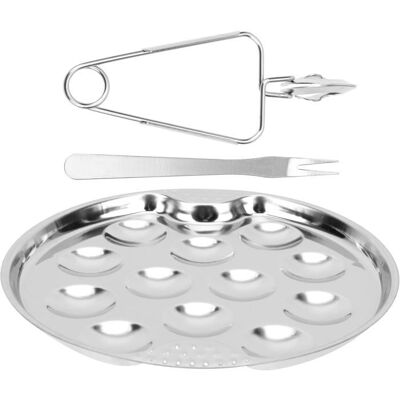 OEM 3 Pièces, Assiette Escargot Inox + Pince + Fourchette, Service Fruits De Mer, Convivial, Pour Maison Et Restaurant - Publicité OEM 3 Pièces, Assiette Escargot Inox + Pince + Fourchette, Service Fruits De Mer, Convivial, Pour Maison Et Restaurant - Publicité