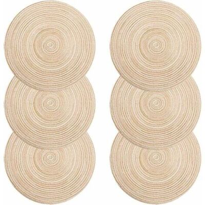 SCORPIO Sets De Table, Lot De 6 Set De Table Pp Tressé Lavable Résistantes À La Chaleur Antidérapant, Set De Table Rond 35x35cm(rond,ivoire) - Publicité SCORPIO Sets De Table, Lot De 6 Set De Table Pp Tressé Lavable Résistantes À La Chaleur Antidérapant, Set De Table Rond 35x35cm(rond,ivoire) - Publicité