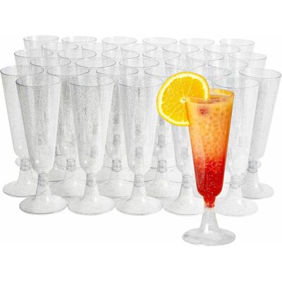 OEM 50 Flûtes À Champagne En Plastique Réutilisables Premium À Paillettes Argentées, 150ml - Verres À Champagne, Coupes De Champagne Pour Mariages, Anniversaires & Fêtes - Publicité OEM 50 Flûtes À Champagne En Plastique Réutilisables Premium À Paillettes Argentées, 150ml - Verres À Champagne, Coupes De Champagne Pour Mariages, Anniversaires & Fêtes - Publicité