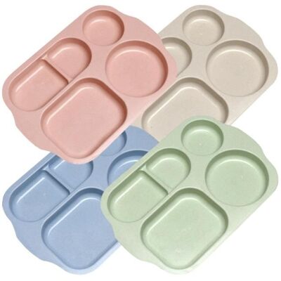 OEM 4 Assiettes Compartimentées, En Plastique Réutilisable, Rose, 30 X 21 Cm, Pour Repas Équilibrés Et Famille - Publicité OEM 4 Assiettes Compartimentées, En Plastique Réutilisable, Rose, 30 X 21 Cm, Pour Repas Équilibrés Et Famille - Publicité