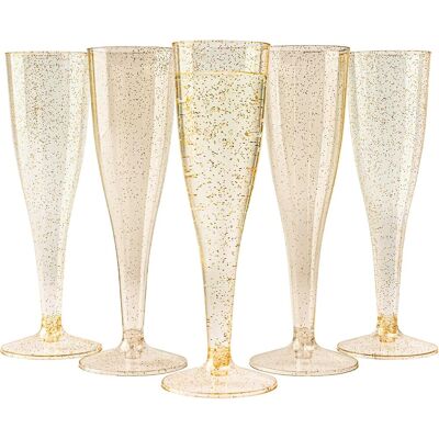 OEM 48 Flûtes À Champagne En Plastique Réutilisables Premium À Paillettes Dorées, 133ml - Verres À Champagne, Coupes De Champagne Pour Mariages, Anniversaires & Fêtes - Publicité OEM 48 Flûtes À Champagne En Plastique Réutilisables Premium À Paillettes Dorées, 133ml - Verres À Champagne, Coupes De Champagne Pour Mariages, Anniversaires & Fêtes - Publicité