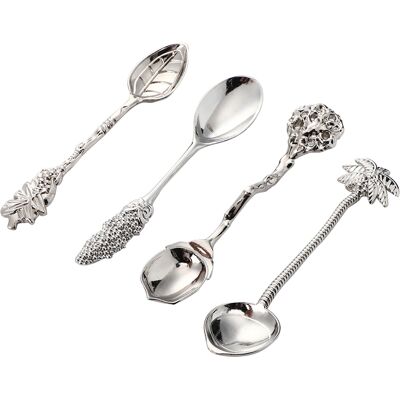 MCKENSA Lot De 4 Mini Cuillères À Café/thé Vintage En Alliage Argenté, Pour Mélanger La Crème Glacée Et Les Desserts. Publicité MCKENSA Lot De 4 Mini Cuillères À Café/thé Vintage En Alliage Argenté, Pour Mélanger La Crème Glacée Et Les Desserts. Publicité