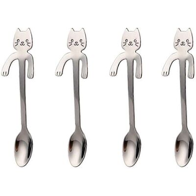 LAVVE Cuillères À Café Miniatures En Forme De Chat (lot De 4) Pour Les Amoureux Des Chats - Desserts, Boissons, Mélanges, Milkshakes, Thé - Petite Vaisselle En Acier Inoxydable (argenté) - Publicité LAVVE Cuillères À Café Miniatures En Forme De Chat (lot De 4) Pour Les Amoureux Des Chats - Desserts, Boissons, Mélanges, Milkshakes, Thé - Petite Vaisselle En Acier Inoxydable (argenté) - Publicité