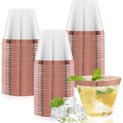 OEM Lot De 50 Gobelets, Bordure Dorée, Abs Transparent, 250 Ml, Réutilisables, Pour Cocktail, Champagne, Fête - Publicité OEM Lot De 50 Gobelets, Bordure Dorée, Abs Transparent, 250 Ml, Réutilisables, Pour Cocktail, Champagne, Fête - Publicité