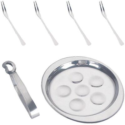 LISATR Ensemble D'Ustensiles De Cuisine En Acier Inoxydable Comprenant Une Assiette À Escargots, Une Fourchette Et Une Pince.-19.5x16.8x4.5cm - Publicité LISATR Ensemble D'Ustensiles De Cuisine En Acier Inoxydable Comprenant Une Assiette À Escargots, Une Fourchette Et Une Pince.-19.5x16.8x4.5cm - Publicité