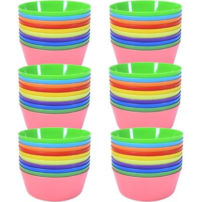 OEM Lot De 60 Bols En Plastique, 300ml, 10 Couleurs, Sans Bpa, Micro-ondes, Pour Fête Et Camping - Publicité OEM Lot De 60 Bols En Plastique, 300ml, 10 Couleurs, Sans Bpa, Micro-ondes, Pour Fête Et Camping - Publicité