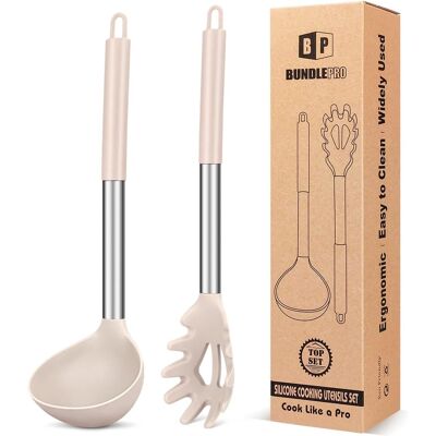 FORTUNEVILLE Cuillère Et Fourchette En Silicone Pour Pâtes Et Poêle, Ustensiles De Cuisine Antiadhésifs Pour Cuisiner, Remuer Et Servir Des Spaghetti, De La Soupe Et De La Sauce - Publicité FORTUNEVILLE Cuillère Et Fourchette En Silicone Pour Pâtes Et Poêle, Ustensiles De Cuisine Antiadhésifs Pour Cuisiner, Remuer Et Servir Des Spaghetti, De La Soupe Et De La Sauce - Publicité