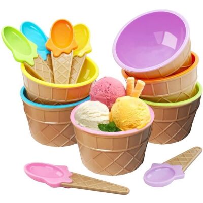 OEM 6 Bols De Crème Glacée, Plastique Alimentaire, Empilables, Couleurs Vives, Cuillères Incluses, Pour Enfants Et Fêtes - Publicité OEM 6 Bols De Crème Glacée, Plastique Alimentaire, Empilables, Couleurs Vives, Cuillères Incluses, Pour Enfants Et Fêtes - Publicité