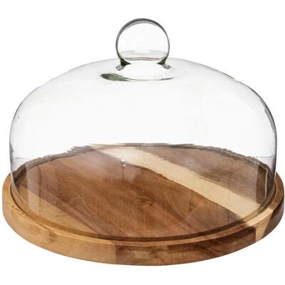 OEM 1 Cloche Protection Avec Plateau Acacia 28 Cm Verre Trempé Rond Marron Pour Buffet Et Présentation Gastronomique - Publicité OEM 1 Cloche Protection Avec Plateau Acacia 28 Cm Verre Trempé Rond Marron Pour Buffet Et Présentation Gastronomique - Publicité