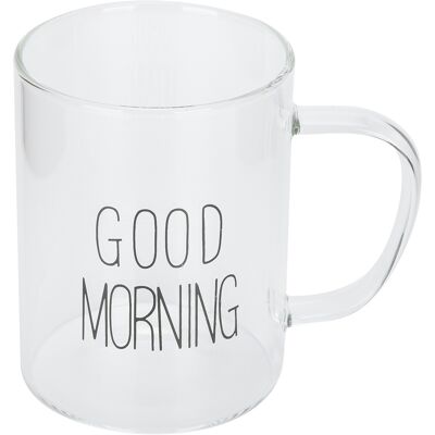 MCKENSA Mug Transparent De 350 Ml Avec Anse, Style Café Au Lait, En Verre, Avec Inscription Noire. Publicité MCKENSA Mug Transparent De 350 Ml Avec Anse, Style Café Au Lait, En Verre, Avec Inscription Noire. Publicité