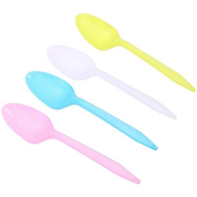 FATRD 24 Cuillères Jetables En Plastique Pour Fêtes, Couverts De Table, Vaisselle D'Anniversaire Pour Desserts (gelée, Glace, Etc.) (couleur Aléatoire) - Publicité FATRD 24 Cuillères Jetables En Plastique Pour Fêtes, Couverts De Table, Vaisselle D'Anniversaire Pour Desserts (gelée, Glace, Etc.) (couleur Aléatoire) - Publicité