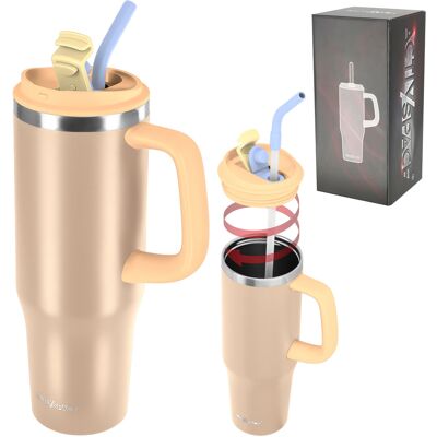 OEM Mug Isotherme Avec Anse En Paille Pour Café Ou Thé, Étanche, 1200 Ml - Beige - Publicité OEM Mug Isotherme Avec Anse En Paille Pour Café Ou Thé, Étanche, 1200 Ml - Beige - Publicité