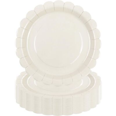OEM 50 Assiettes En Carton Ivoire, 23 Cm Festonnées, Vaisselle Jetable Pour Anniversaire Et Événements Festifs - Publicité OEM 50 Assiettes En Carton Ivoire, 23 Cm Festonnées, Vaisselle Jetable Pour Anniversaire Et Événements Festifs - Publicité