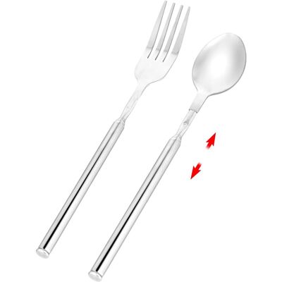 LBJFYHJN Couverts Télescopiques - Lot De 2 - Acier Inoxydable - Extension 64cm - Barbecue Et Cuisine - Noir Et Argent - Publicité LBJFYHJN Couverts Télescopiques - Lot De 2 - Acier Inoxydable - Extension 64cm - Barbecue Et Cuisine - Noir Et Argent - Publicité