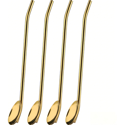 ALVIOR Cuillère À Thé Glacé En Acier Inoxydable Avec Paille Intégrée - 8,5 Pouces - Pour Boissons Fraîches Cocktails Et Milk-shakes - Lot De 4 - Publicité ALVIOR Cuillère À Thé Glacé En Acier Inoxydable Avec Paille Intégrée - 8,5 Pouces - Pour Boissons Fraîches Cocktails Et Milk-shakes - Lot De 4 - Publicité