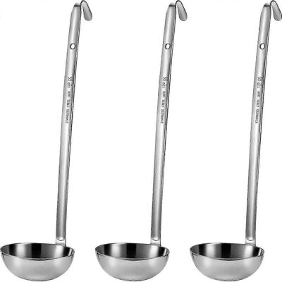 LAVVE Lot De 3 Louches En Acier Inoxydable Avec Manche Et Bord Verseur Pour La Préparation De Soupes Et Sauces (120 Ml) - Publicité LAVVE Lot De 3 Louches En Acier Inoxydable Avec Manche Et Bord Verseur Pour La Préparation De Soupes Et Sauces (120 Ml) - Publicité