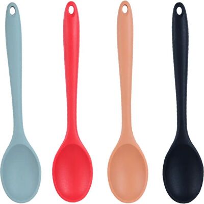 FORTUNEVILLE Ensemble De 4 Cuillères De Cuisine En Silicone, Cuillères Antiadhésives, Cuillères De Service, Design Hygiénique, Cuillères De Cuisine En Plastique, Ustensiles De Cuisine (vert + Noir + Bleu Clair + O - Publicité FORTUNEVILLE Ensemble De 4 Cuillères De Cuisine En Silicone, Cuillères Antiadhésives, Cuillères De Service, Design Hygiénique, Cuillères De Cuisine En Plastique, Ustensiles De Cuisine (vert + Noir + Bleu Clair + O - Publicité