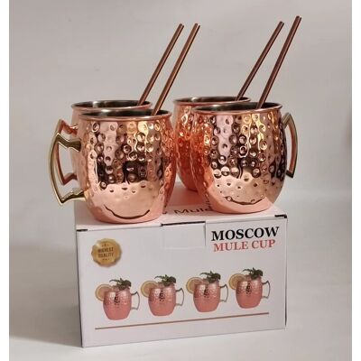 Coffret Cadeau De 4 Tasses Moscow Mule Plaquées Cuivre - Fs-aquaforge - Publicité Coffret Cadeau De 4 Tasses Moscow Mule Plaquées Cuivre - Fs-aquaforge - Publicité
