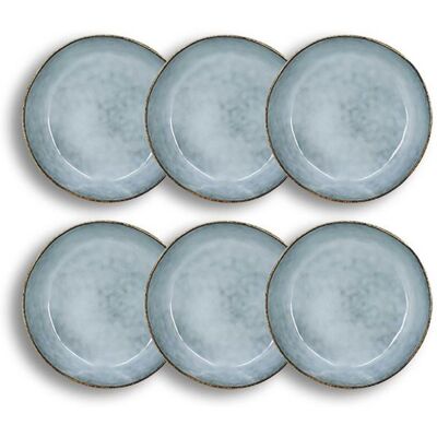 OEM Lot De 6 Assiettes En Grès Bleu Aronal, Coupe Moderne 15,5 Cm, Émaux Réactifs, Usage Quotidien Et Table Élégante - Publicité OEM Lot De 6 Assiettes En Grès Bleu Aronal, Coupe Moderne 15,5 Cm, Émaux Réactifs, Usage Quotidien Et Table Élégante - Publicité