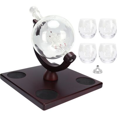 WEYTOLL Ensemble De Carafe À Whisky Globe, Récipient À Vin Avec 4 Verres, Distributeur D'Alcool, Cadeau Pour Hommes - Publicité WEYTOLL Ensemble De Carafe À Whisky Globe, Récipient À Vin Avec 4 Verres, Distributeur D'Alcool, Cadeau Pour Hommes - Publicité