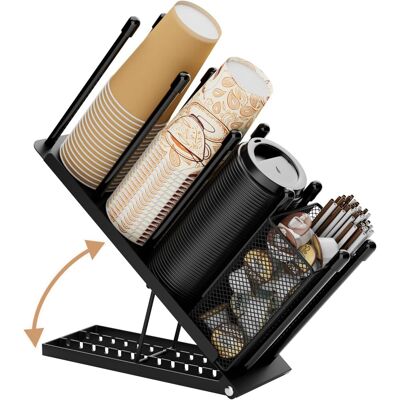 GRASSLIN 1 - Porte-gobelet - Organisateur De Tasses - 4 Compartiments Réglables - Rangement Dosettes Et Pailles - Métal Noir - 30x20x45cm - Publicité GRASSLIN 1 - Porte-gobelet - Organisateur De Tasses - 4 Compartiments Réglables - Rangement Dosettes Et Pailles - Métal Noir - 30x20x45cm - Publicité