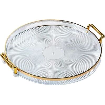 OEM 1 Plateau De Service Acrylique, Rond 27 Cm, Poignées Incluses, Plateau De Présentation Clair Pour Thé Et Café - Publicité OEM 1 Plateau De Service Acrylique, Rond 27 Cm, Poignées Incluses, Plateau De Présentation Clair Pour Thé Et Café - Publicité