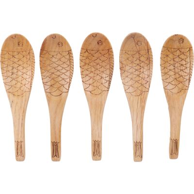 MCKENSA Lot De 5 Cuillères À Riz En Bois, Louches À Soupe Sculptées En Forme De Poisson, Ustensiles De Cuisine - Publicité MCKENSA Lot De 5 Cuillères À Riz En Bois, Louches À Soupe Sculptées En Forme De Poisson, Ustensiles De Cuisine - Publicité