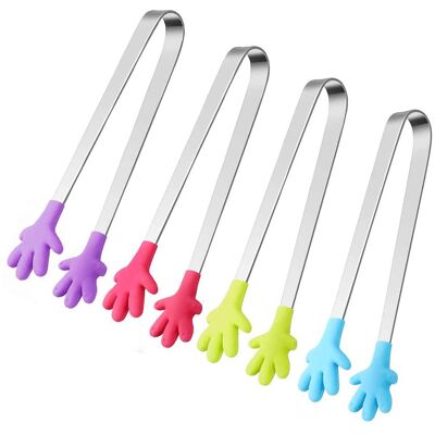 Lot De 4 Mini Pinces À Sucre, Pinces Alimentaires Multifonctions En Silicone Et Acier Inoxydable Pour Glaçons, Glaçons Et Salades, Idéales Pour Les Barbecues Et Autres Gourmandises.-aquaforge - Publicité Lot De 4 Mini Pinces À Sucre, Pinces Alimentaires Multifonctions En Silicone Et Acier Inoxydable Pour Glaçons, Glaçons Et Salades, Idéales Pour Les Barbecues Et Autres Gourmandises.-aquaforge - Publicité