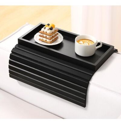 SCORPIO Plateau De Canapé - Accoudoir Pliable En Bambou - Avec Porte-gobelet - Pour Collations, Téléphone Portable, Tasses - Noir - Publicité SCORPIO Plateau De Canapé - Accoudoir Pliable En Bambou - Avec Porte-gobelet - Pour Collations, Téléphone Portable, Tasses - Noir - Publicité