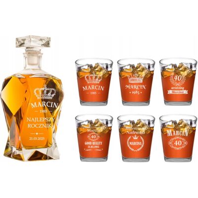 OEM Carafe À Whisky Gravée, 6 Verres, Anniversaire, Mariage, Enterrement De Vie De Garçon, Témoin - Publicité OEM Carafe À Whisky Gravée, 6 Verres, Anniversaire, Mariage, Enterrement De Vie De Garçon, Témoin - Publicité
