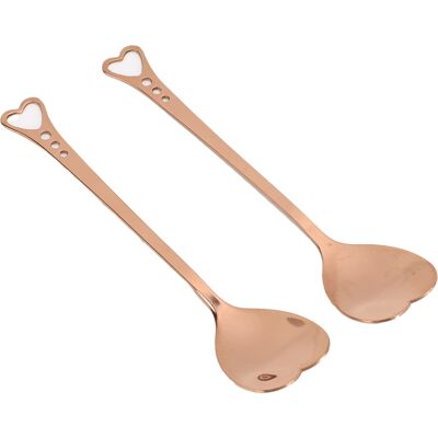 LBVIE Lot De 2 Cuillères À Dessert En Acier Inoxydable, Forme De Cœur, Résistantes À La Corrosion, Manche Ergonomique, Idéales Pour Le Café, Couleur Or Rose. Publicité LBVIE Lot De 2 Cuillères À Dessert En Acier Inoxydable, Forme De Cœur, Résistantes À La Corrosion, Manche Ergonomique, Idéales Pour Le Café, Couleur Or Rose. Publicité
