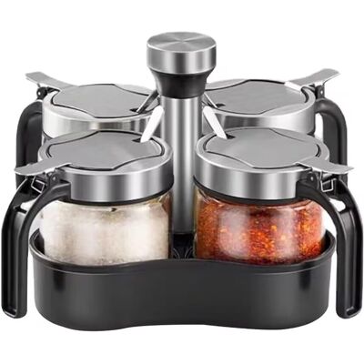 SANS MARQUE Lot De 4 Pots À Épices Rotatifs Avec Couvercle Et Cuillère - Avec Compartiment Rotatif À 360° - Pour La Cuisine - Publicité SANS MARQUE Lot De 4 Pots À Épices Rotatifs Avec Couvercle Et Cuillère - Avec Compartiment Rotatif À 360° - Pour La Cuisine - Publicité