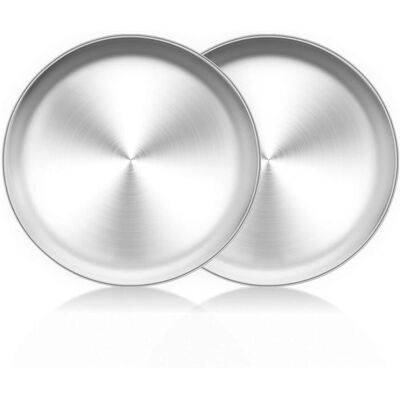 OEM 2 Assiettes Plates En Acier Inoxydable, Rondes 20 Cm Et 23 Cm, Réutilisables Pour Salade, Dessert Et Camping - Publicité OEM 2 Assiettes Plates En Acier Inoxydable, Rondes 20 Cm Et 23 Cm, Réutilisables Pour Salade, Dessert Et Camping - Publicité