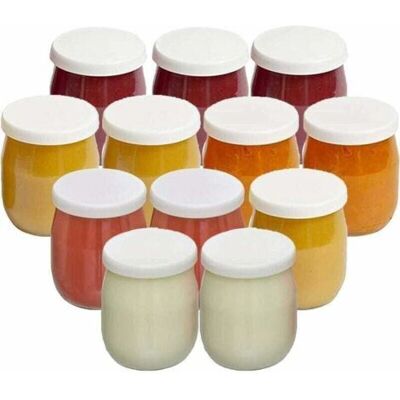ABYSSE Lot De 12 Pots De Yaourt En Verre Avec Couvercles Étanches - Pour Yaourtières, Multicuiseurs Et Robots Cuiseurs (thermomix, Seb, Etc.) - 143 Ml / 125 Grammes - Publicité ABYSSE Lot De 12 Pots De Yaourt En Verre Avec Couvercles Étanches - Pour Yaourtières, Multicuiseurs Et Robots Cuiseurs (thermomix, Seb, Etc.) - 143 Ml / 125 Grammes - Publicité
