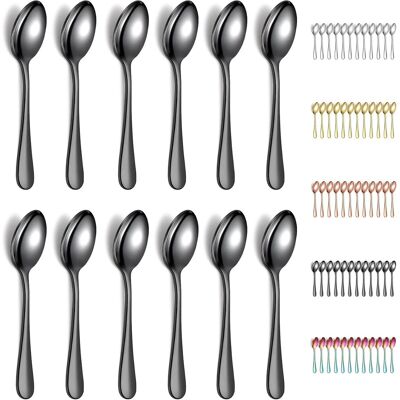 OEM 12 Cuillère À Café, Acier Inoxydable, 14 Cm, Plaqué Titane Noir, Pour Thé, Dessert, Restaurant - Publicité OEM 12 Cuillère À Café, Acier Inoxydable, 14 Cm, Plaqué Titane Noir, Pour Thé, Dessert, Restaurant - Publicité