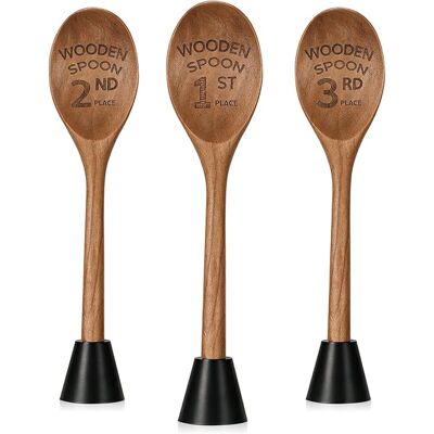 ALVIOR Cuillère En Bois Trophée - 6,93 Pouces - Pour Concours Culinaires - Lot De 3 Avec Base Détachable - Publicité ALVIOR Cuillère En Bois Trophée - 6,93 Pouces - Pour Concours Culinaires - Lot De 3 Avec Base Détachable - Publicité