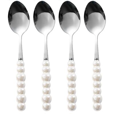 SANS MARQUE Lot De 4 Cuillères À Dessert Coréennes En Acier Inoxydable Avec Poignée En Perles D'Imitation, 19 Cm (blanc) - Publicité SANS MARQUE Lot De 4 Cuillères À Dessert Coréennes En Acier Inoxydable Avec Poignée En Perles D'Imitation, 19 Cm (blanc) - Publicité