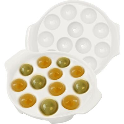 GRASSLIN Lot De 2 Assiettes À Escargot, Céramique Blanche, 12 Compartiments, Résistant Four, Pour Restaurant Et Maison - Publicité GRASSLIN Lot De 2 Assiettes À Escargot, Céramique Blanche, 12 Compartiments, Résistant Four, Pour Restaurant Et Maison - Publicité