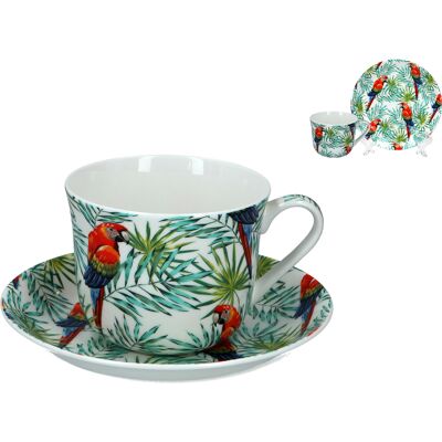 OEM Tasse Et Soucoupe Pour Le Petit-déjeuner - Perruches Tropicales (fbch) - Publicité OEM Tasse Et Soucoupe Pour Le Petit-déjeuner - Perruches Tropicales (fbch) - Publicité