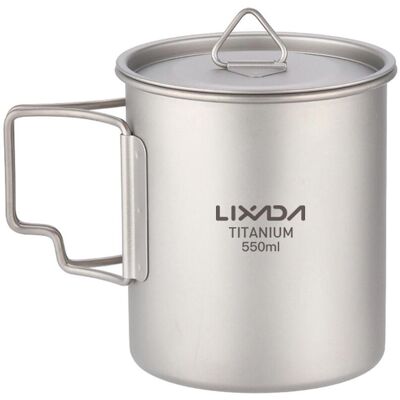 MIXHOME Tasse En Titane Légère 450ml/550ml Avec Couvercle, Tasse À Café, Mug À Thé, Anse Pliable - Publicité MIXHOME Tasse En Titane Légère 450ml/550ml Avec Couvercle, Tasse À Café, Mug À Thé, Anse Pliable - Publicité