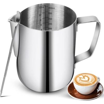 OEM Mousseur À Lait En Acier Inoxydable De 350 Ml Avec Stylo Décoratif Et Tasse À Mousser Le Lait. Publicité OEM Mousseur À Lait En Acier Inoxydable De 350 Ml Avec Stylo Décoratif Et Tasse À Mousser Le Lait. Publicité