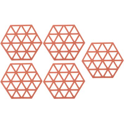 MCKENSA Lot De 5 Sets De Table Hexagonaux En Silicone Rouge, Isolants Thermiques Pour Plats, Tasses Et Bols. Publicité MCKENSA Lot De 5 Sets De Table Hexagonaux En Silicone Rouge, Isolants Thermiques Pour Plats, Tasses Et Bols. Publicité