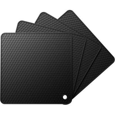 OEM Maniques En Silicone Pour Casseroles, Théières Et Bols, Résistantes À La Chaleur Jusqu'à 230 °c, Compatibles Lave-vaisselle, Antidérapantes, Motif Nid D'Abeille, Lot De 4, Noires, 17 × 17 Cm - Publicité OEM Maniques En Silicone Pour Casseroles, Théières Et Bols, Résistantes À La Chaleur Jusqu'à 230 °c, Compatibles Lave-vaisselle, Antidérapantes, Motif Nid D'Abeille, Lot De 4, Noires, 17 × 17 Cm - Publicité
