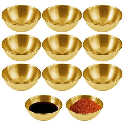 OEM 10 Pièces Bols Sauce Acier Inoxydable, Doré, 8,2 X 3 Cm, 120 Ml, Mini Bols Trempage Pour Apéritif Et Épices - Publicité OEM 10 Pièces Bols Sauce Acier Inoxydable, Doré, 8,2 X 3 Cm, 120 Ml, Mini Bols Trempage Pour Apéritif Et Épices - Publicité
