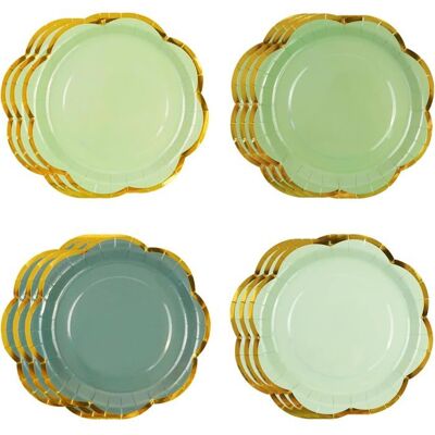 OEM 48 Assiettes Jetables, Vert Dégradé Bord Doré, Carton Ondulé Épais, Fête Prénatale Anniversaire Mariage - Publicité OEM 48 Assiettes Jetables, Vert Dégradé Bord Doré, Carton Ondulé Épais, Fête Prénatale Anniversaire Mariage - Publicité
