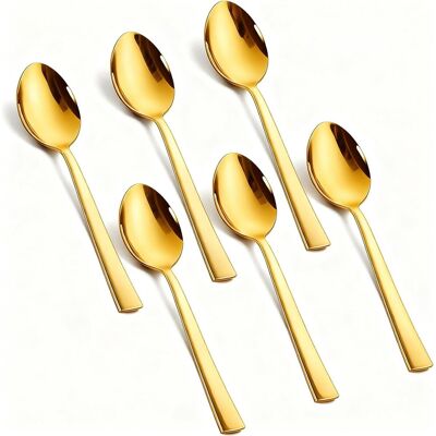 OEM 6 Stuks, Roestvrij Staal, Gouden Koffielepel, 14 Cm, Bestek, Koffielepel, Espressolepel, Dessertlepel, Theelepelset Voor Huishoudens, Restaurants, Kantines, Vaatwasmachinebestendig - Publicité OEM 6 Stuks, Roestvrij Staal, Gouden Koffielepel, 14 Cm, Bestek, Koffielepel, Espressolepel, Dessertlepel, Theelepelset Voor Huishoudens, Restaurants, Kantines, Vaatwasmachinebestendig - Publicité