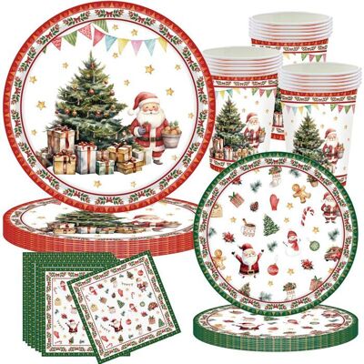 OEM 50 Pièces, Assiettes Jetables Noël, Gobelets Et Serviettes, Set Table Fête Hivernale Pour 10 Personnes - Publicité OEM 50 Pièces, Assiettes Jetables Noël, Gobelets Et Serviettes, Set Table Fête Hivernale Pour 10 Personnes - Publicité